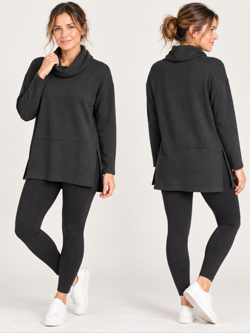 SPANX Black Cowl Neck Tunic XS Athleisure Minimalist Quiet Luxury